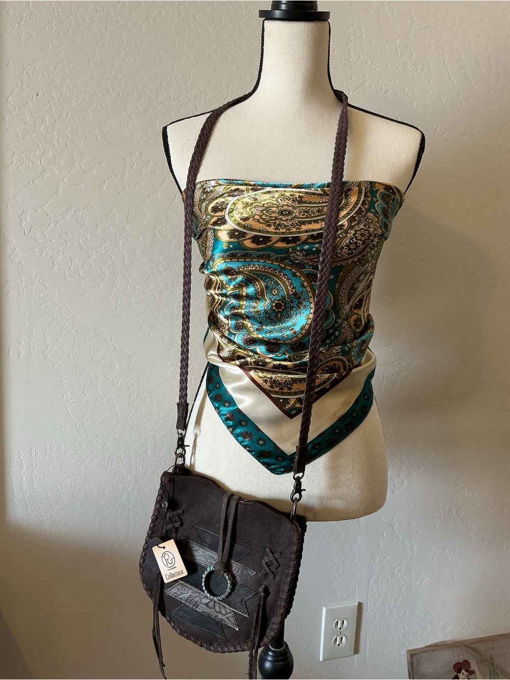 Boho Leather Crossbody Bag in Dark Brown